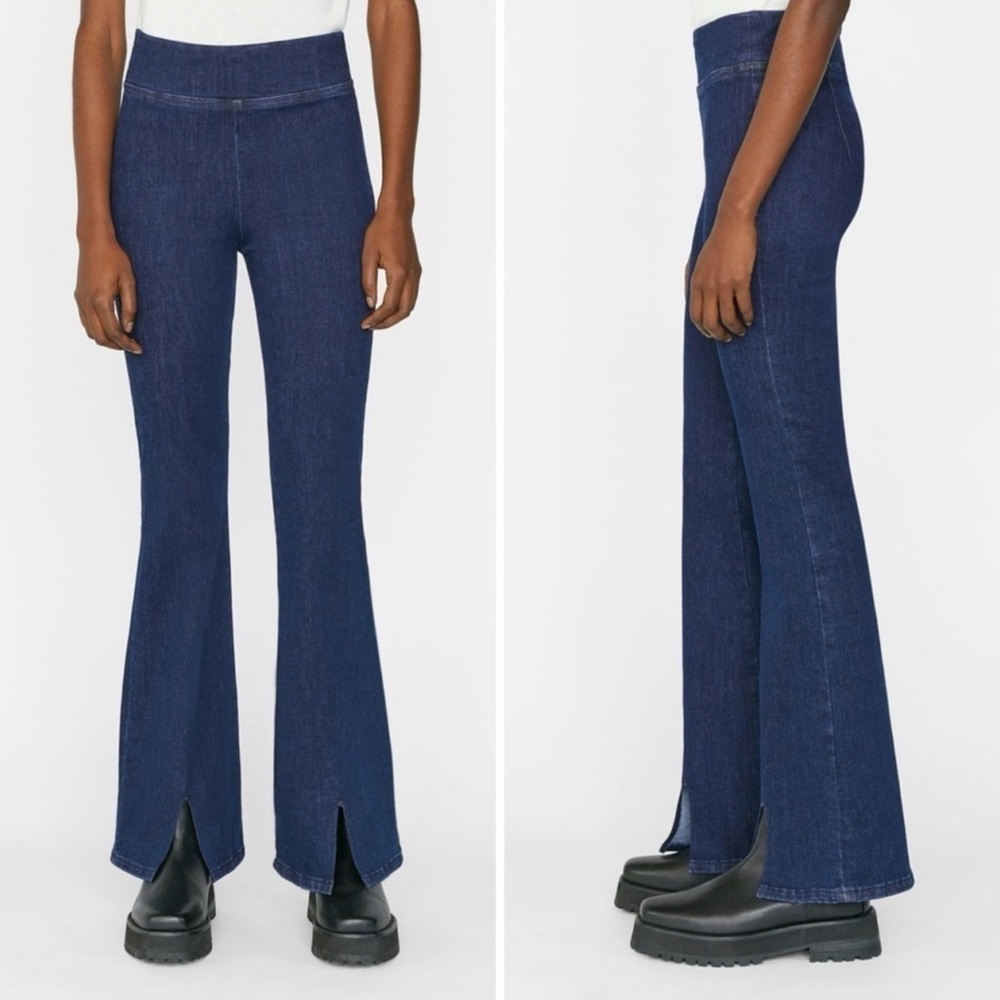 Frame Denim Navy Blue Flare Wide-Leg Jeans